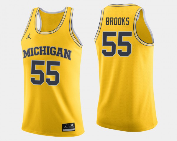 Michigan #55 Men Eli Brooks Jersey Maize College Basketball High School